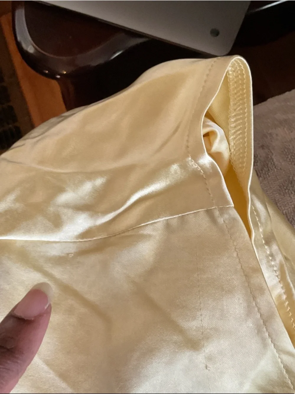 Selfie Leslie Satin Maxi Dress in Pale Yellow - Picture 6 of 7